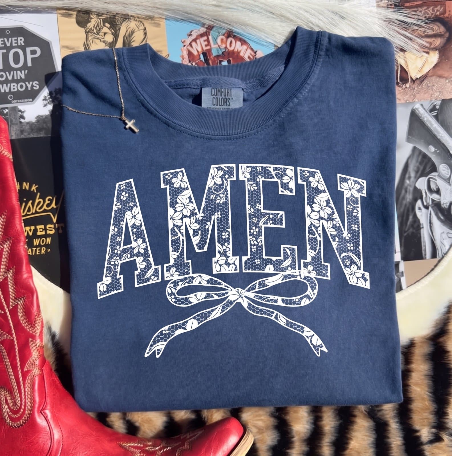 Faux Lace AMEN - Tee
